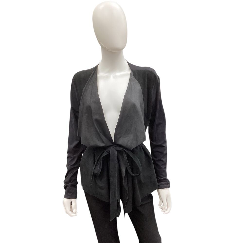 Max Mara Women’s Wrap Size M Goat Leather And Silk Belt Waterfall Style Black